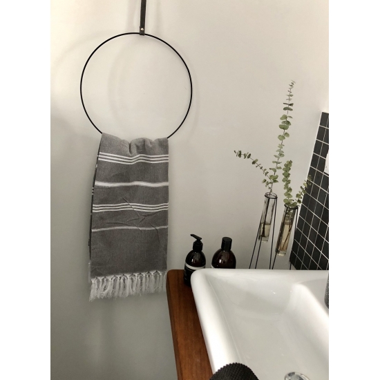 Wieszak Metalowy, Koło, Na Pasku, Większy, Czarny, Skandynawski Styl